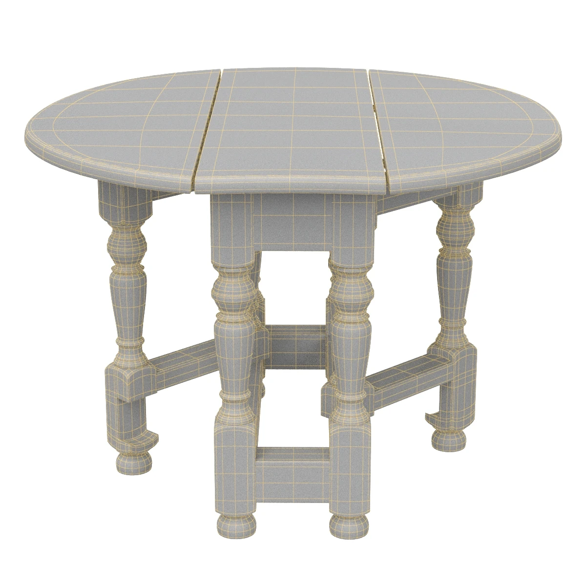 Small Antique Oak Gateleg Occasional Table 3D Model_07