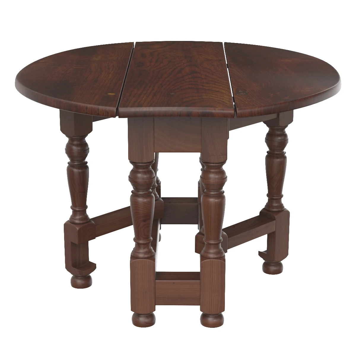 Small Antique Oak Gateleg Occasional Table 3D Model_01