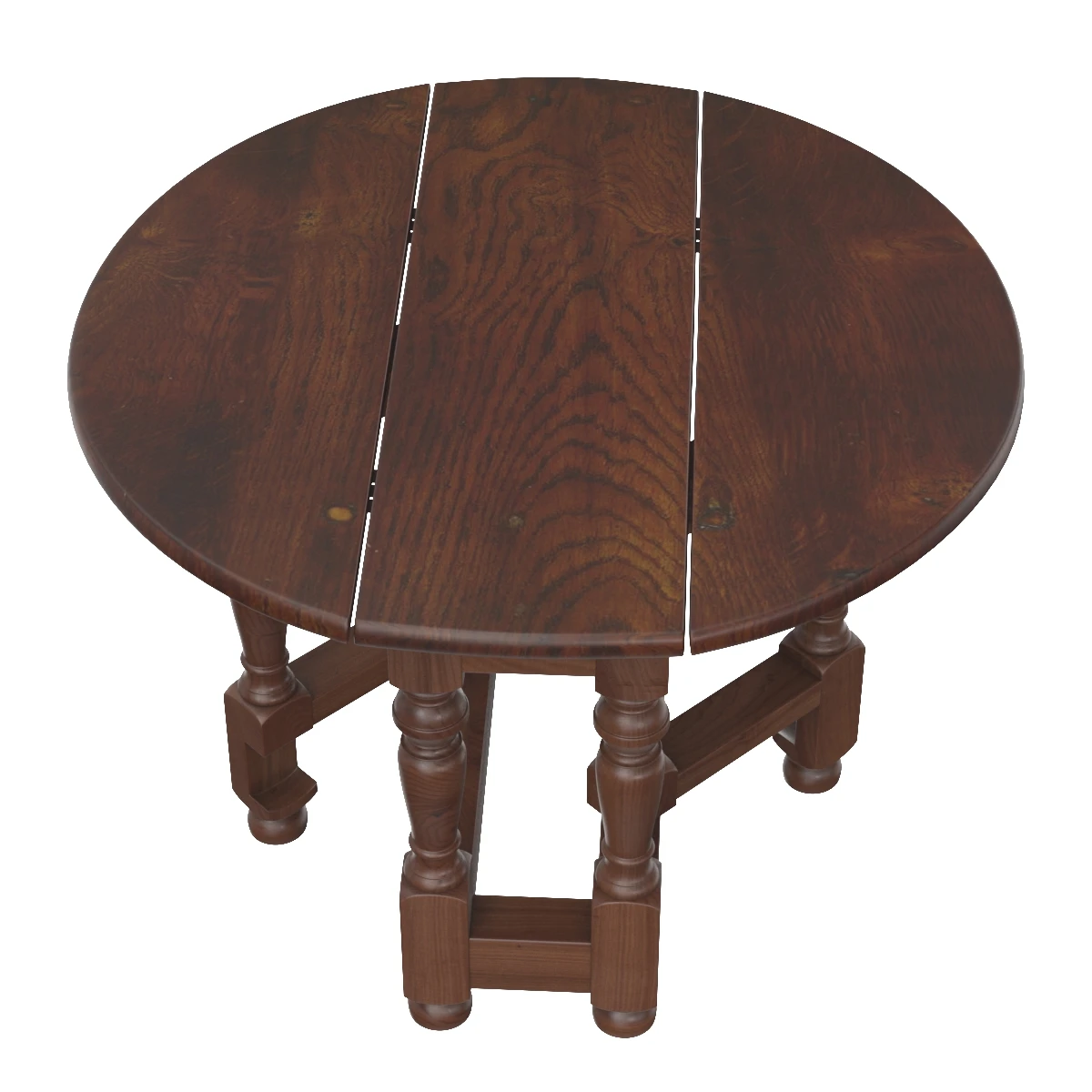 Small Antique Oak Gateleg Occasional Table 3D Model_03