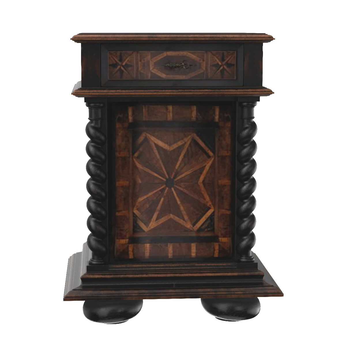 Solid Carved Brutalist French Nightstands 3D Model_06