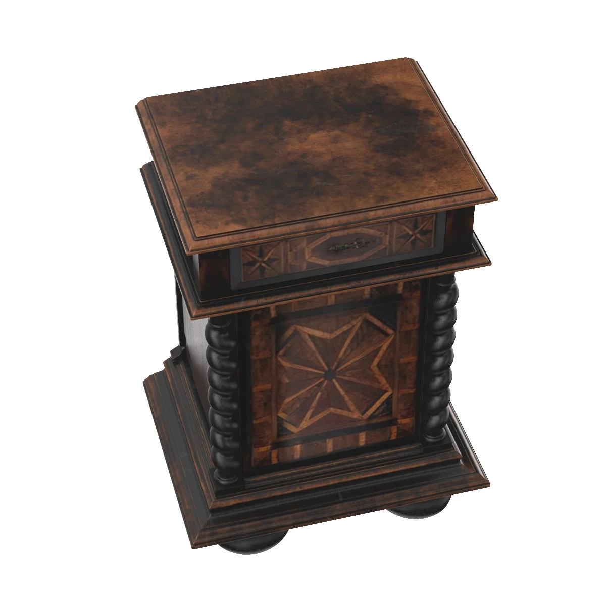 Solid Carved Brutalist French Nightstands 3D Model_03