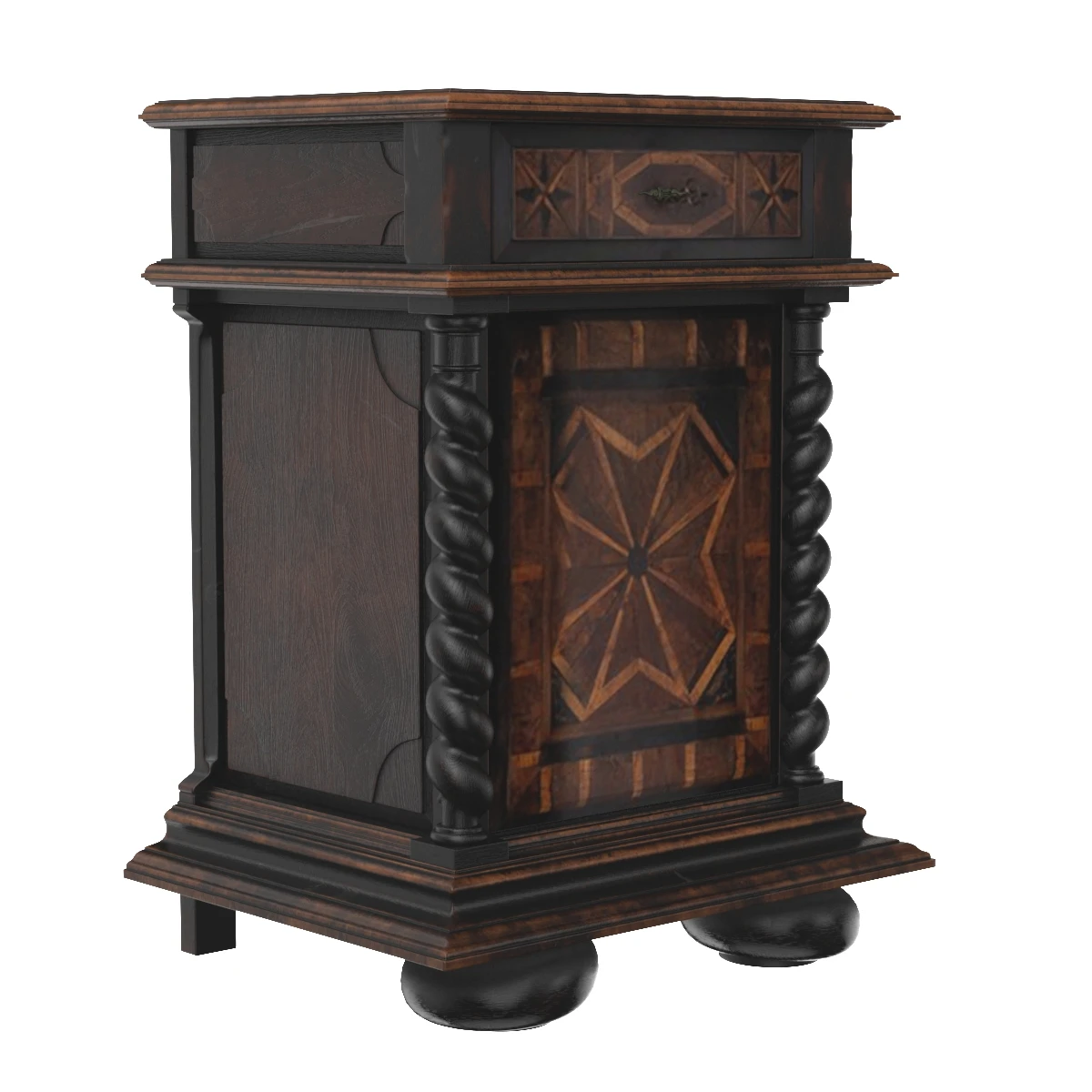 Solid Carved Brutalist French Nightstands 3D Model_01