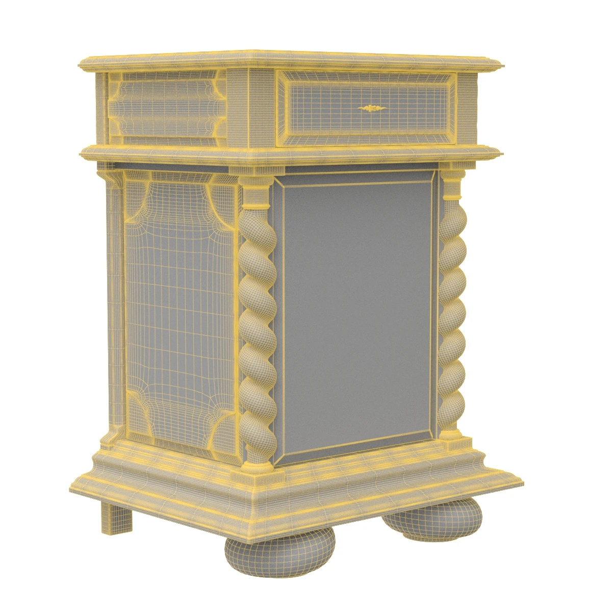 Solid Carved Brutalist French Nightstands 3D Model_07