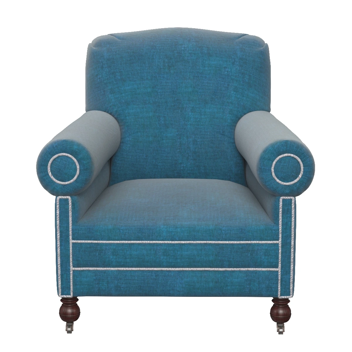 Victorian Napoleonic Blue Velvet Maple and Co Armchairs 3D Model_06