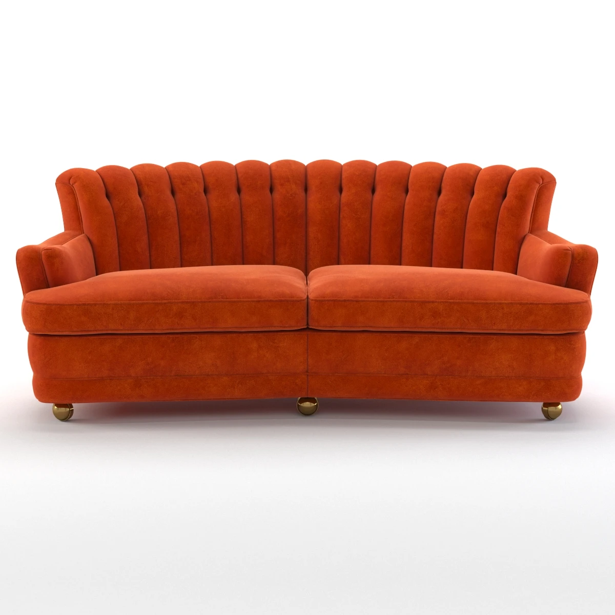Vintage Couch Furniture Retro Orange Couch 3D Model_04