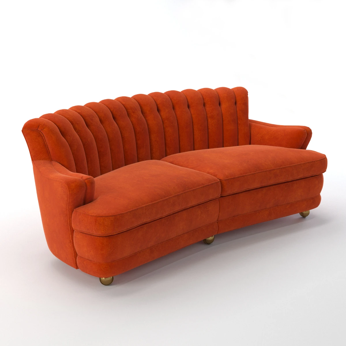 Vintage Couch Furniture Retro Orange Couch 3D Model_01