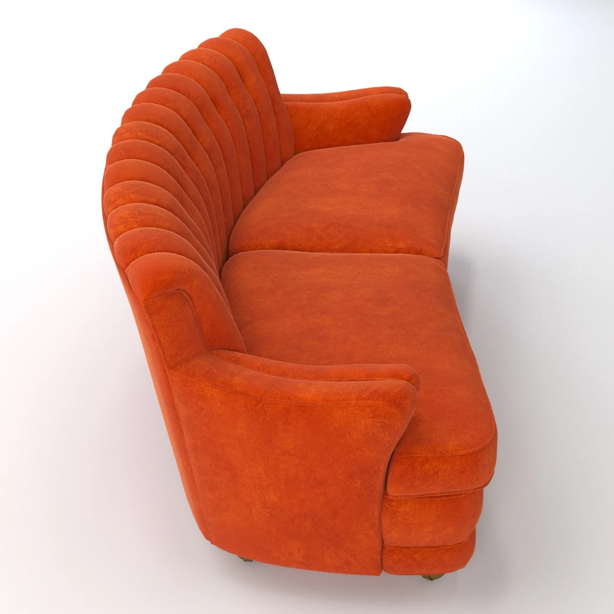 Vintage Couch Furniture Retro Orange Couch 3D Model_03