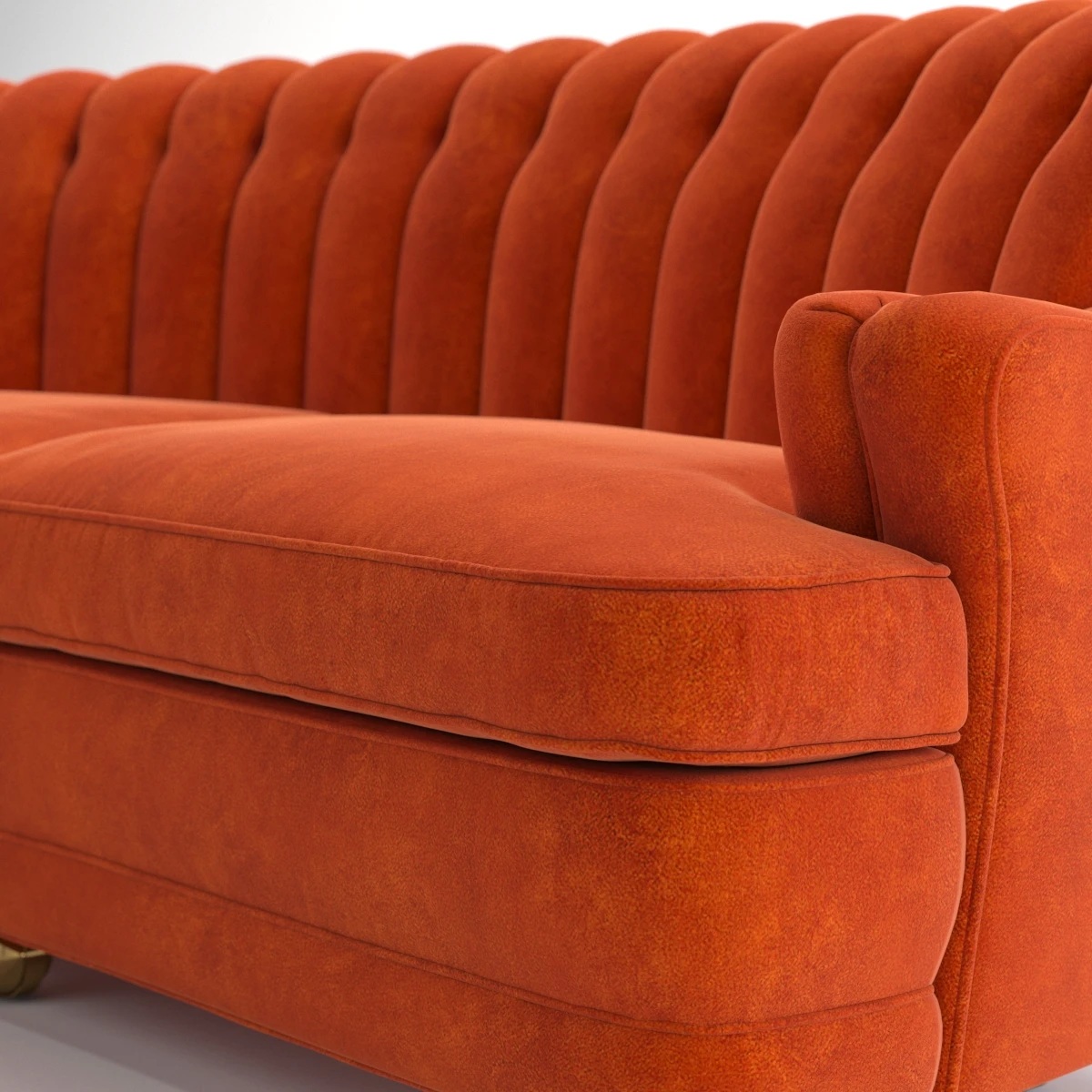 Vintage Couch Furniture Retro Orange Couch 3D Model_06