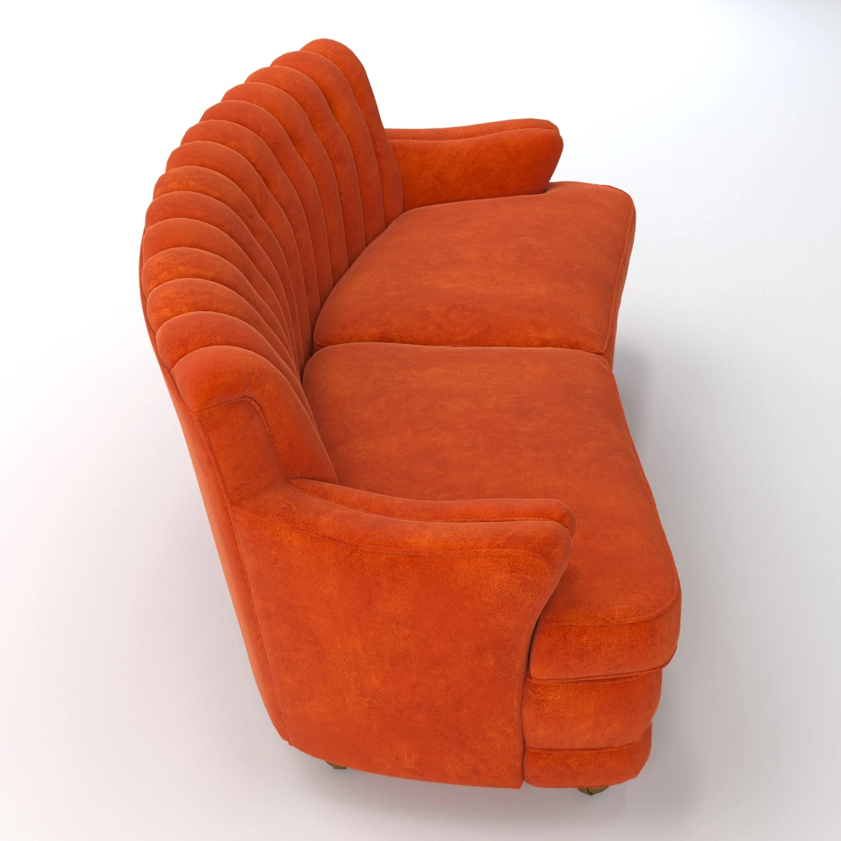 Vintage Couch Furniture Retro Orange Couch 3D Model_05