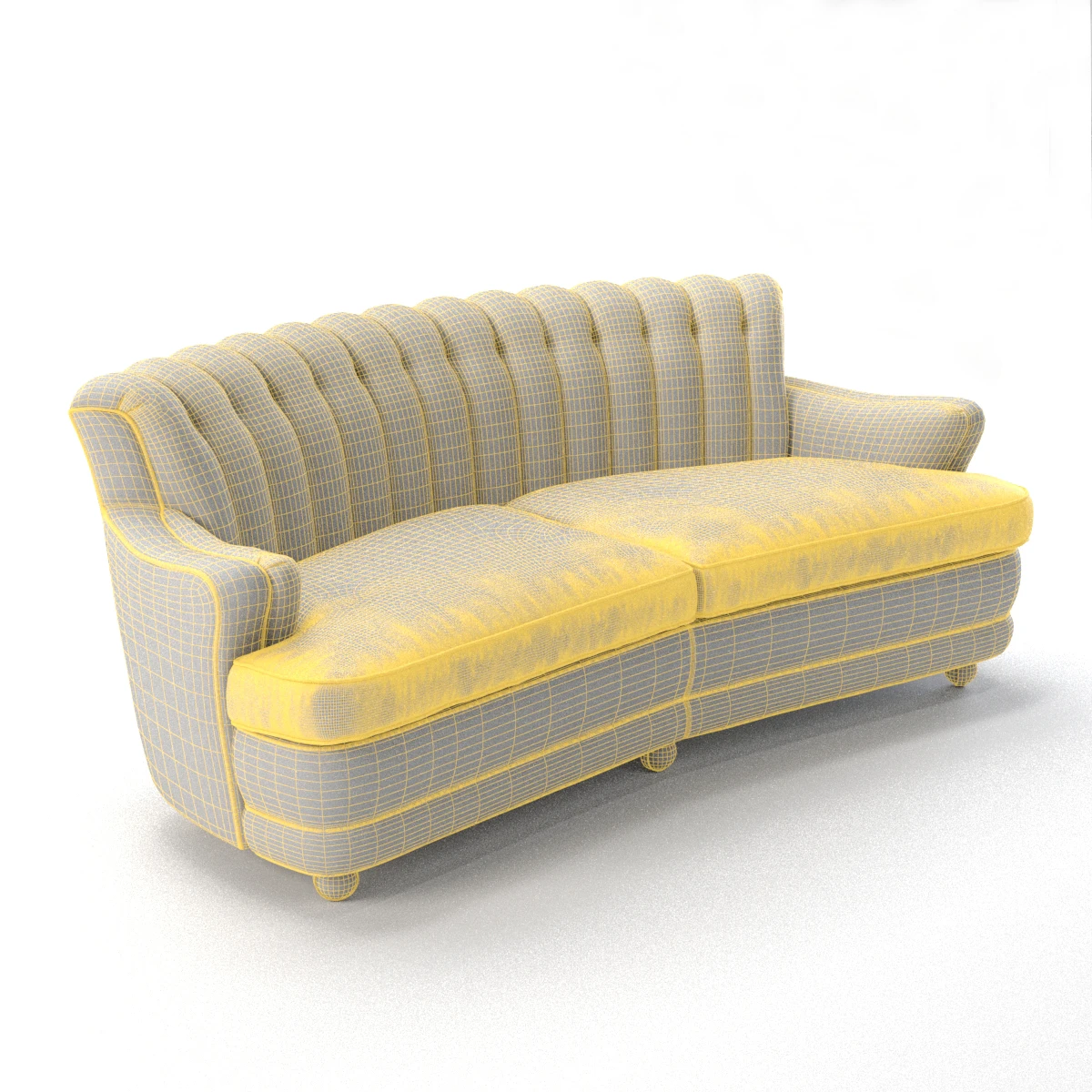 Vintage Couch Furniture Retro Orange Couch 3D Model_07