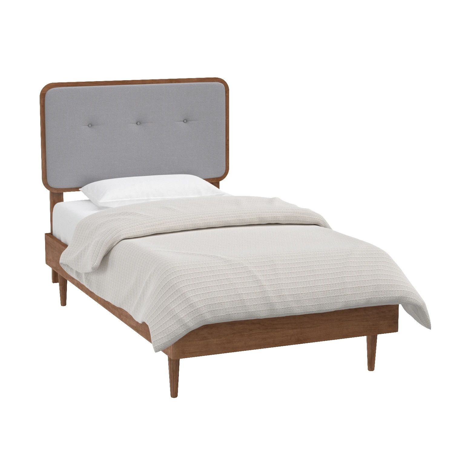 Baxton Studio Cilka Mid-Century Modern Twin Size Platform Bed 3D Model_01