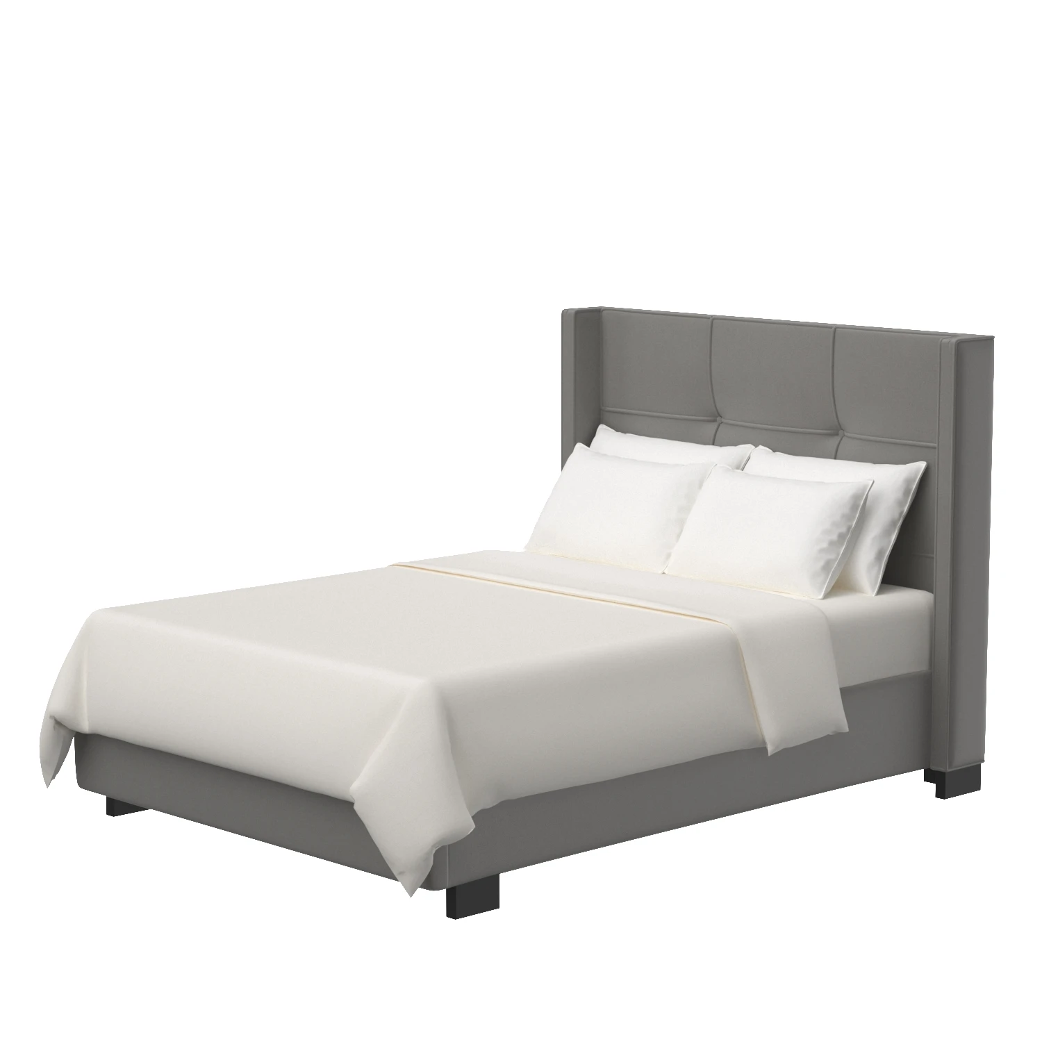 Beverly Bed With Rollout Footboard Storage Grey 3D Model_01