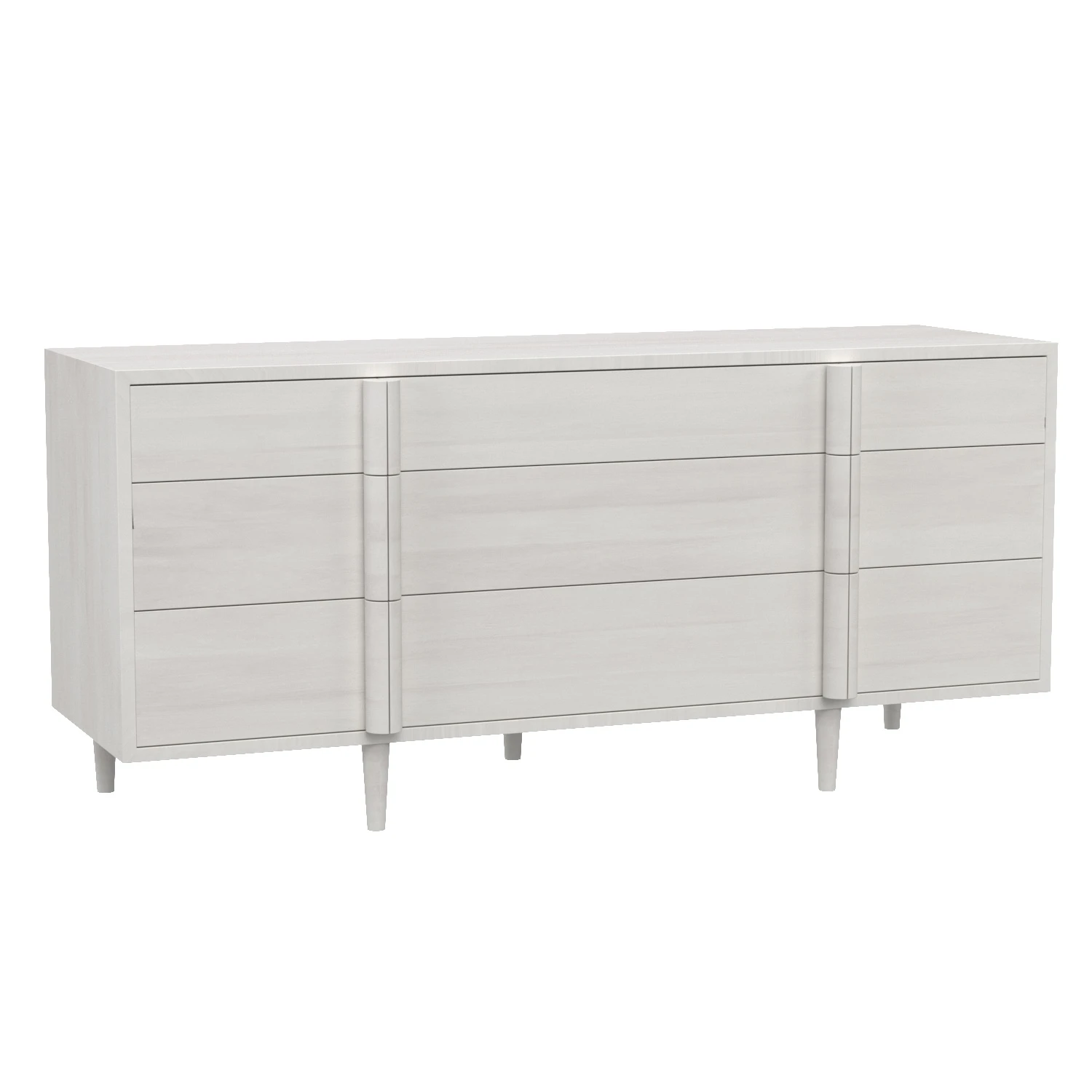 Morten 9 Drawer Dresser White Wash 3D Model_01