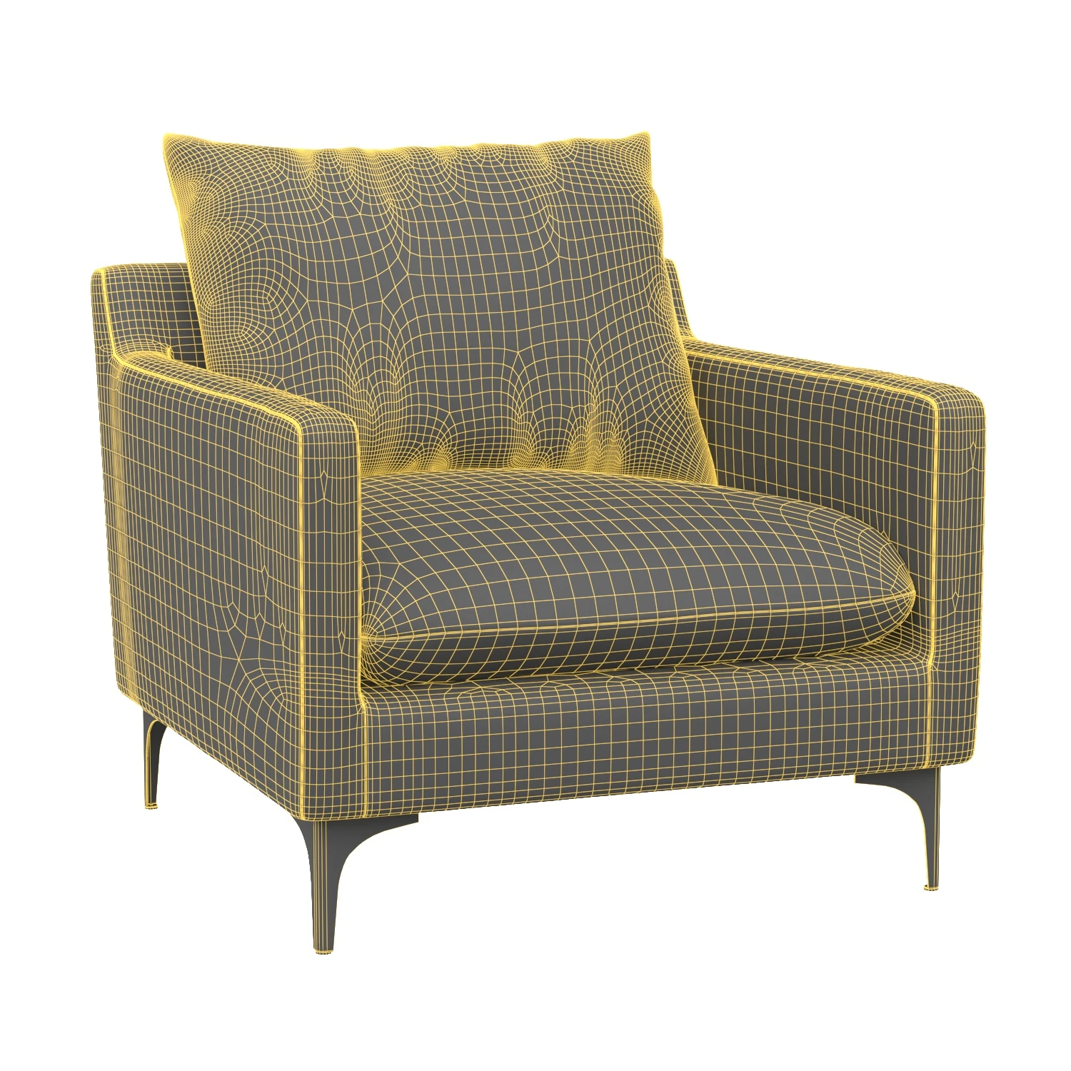 Paris Armchair Blue 3D Model_07