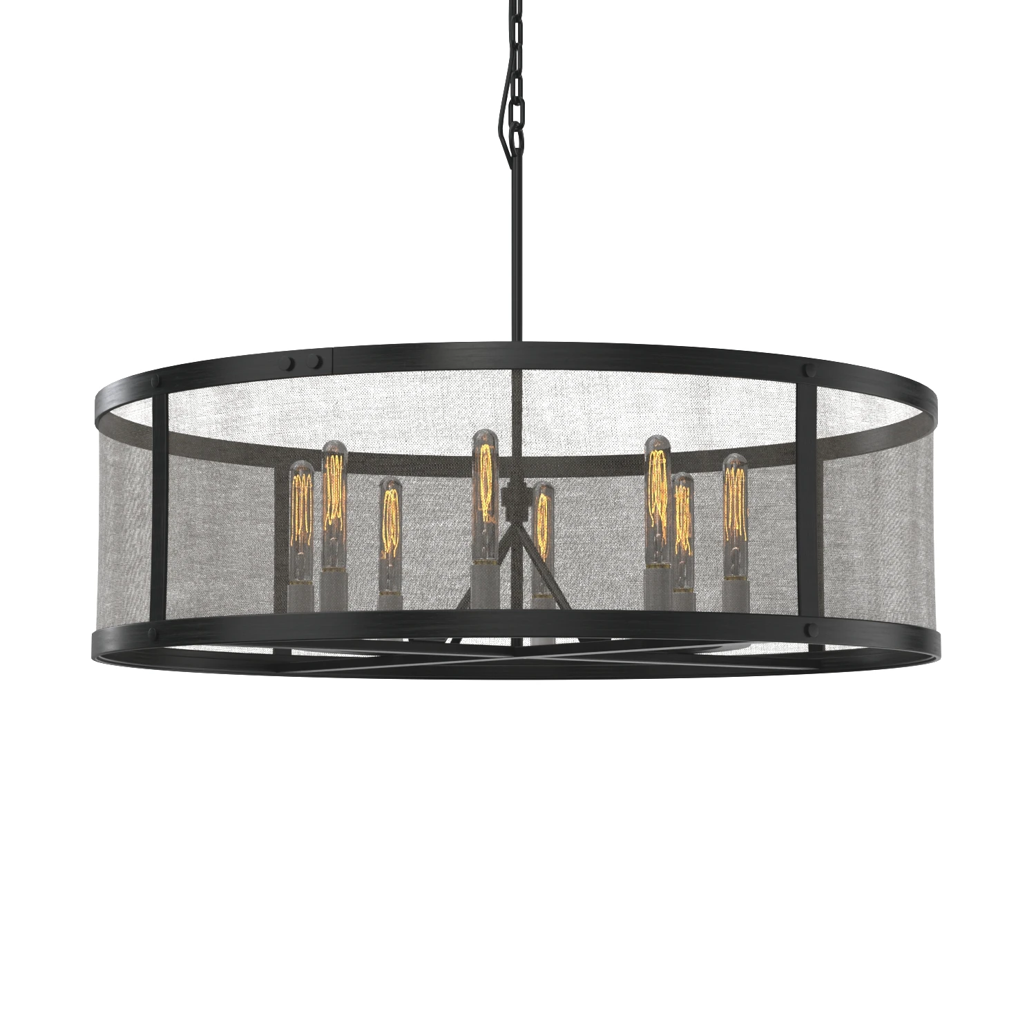 Riveted Mesh Round Chandelier 3D Model_01