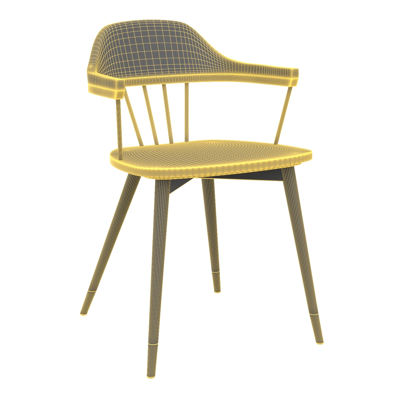 Sunpan Demi Modern Solid Oak Wood Dining Chair 3D Model_07