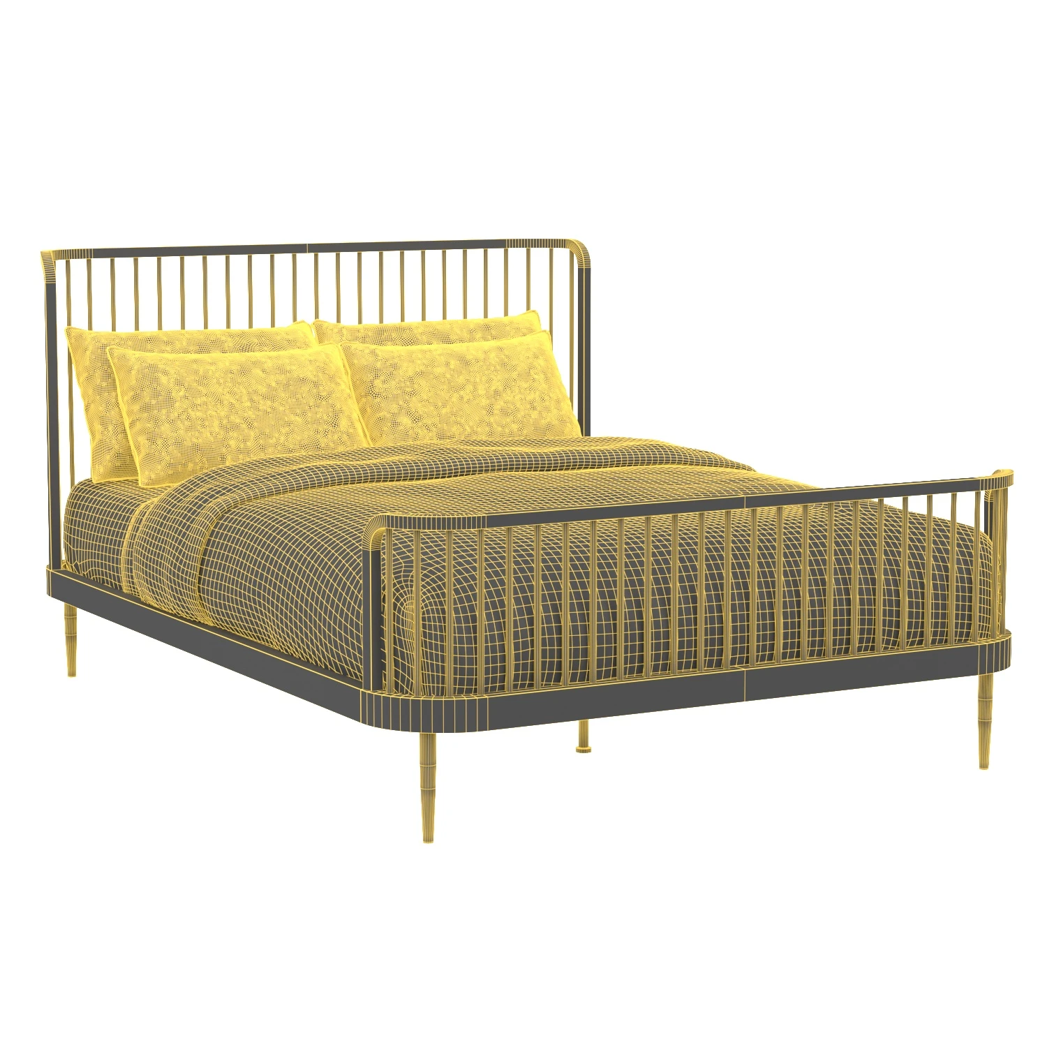 Wembley Kids Full Black Metal Bed 3D Model_07