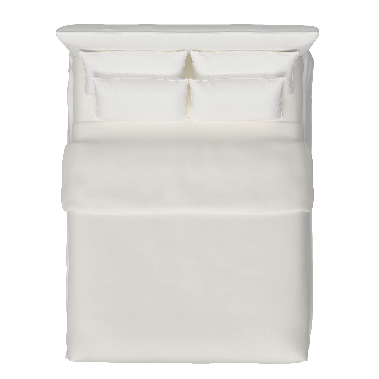 White Linen Queen Bed 3D Model_04