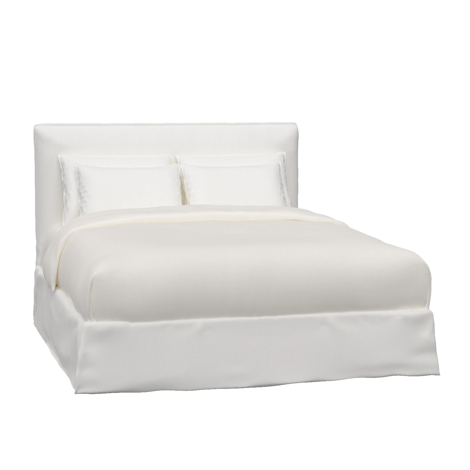 White Linen Queen Bed 3D Model_01