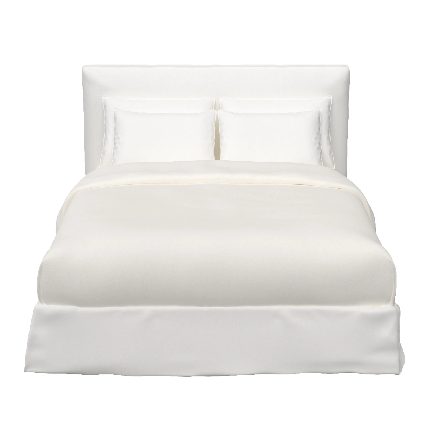 White Linen Queen Bed 3D Model_06