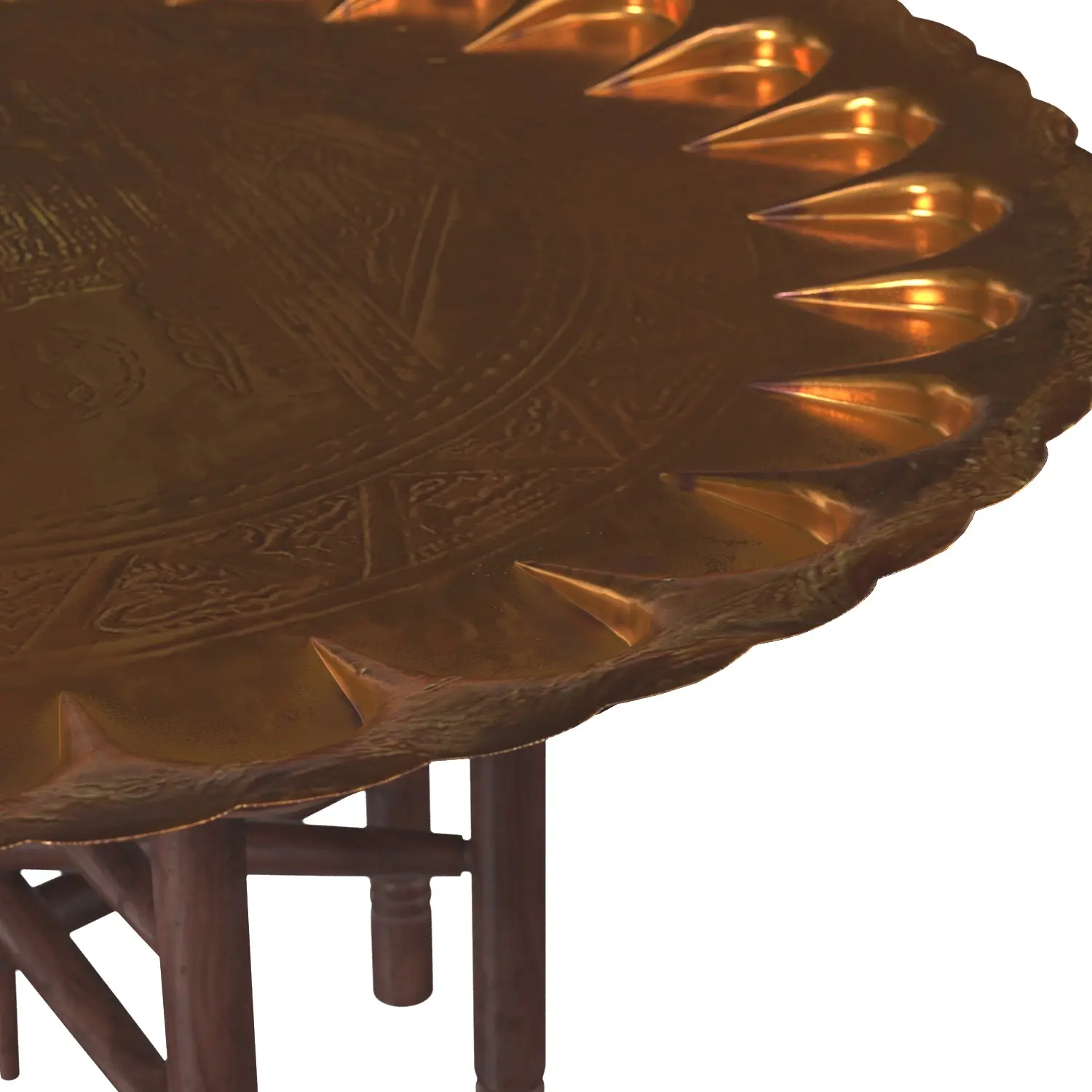 Vintage Turkish Copper Folding Tea Table PBR 3D Model_05