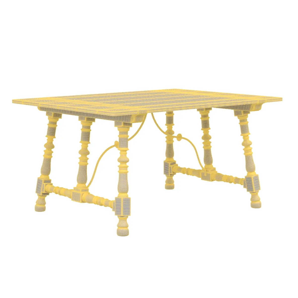17th Or 18th Century Hardwood Trestle Tavern Table 3D Model_07