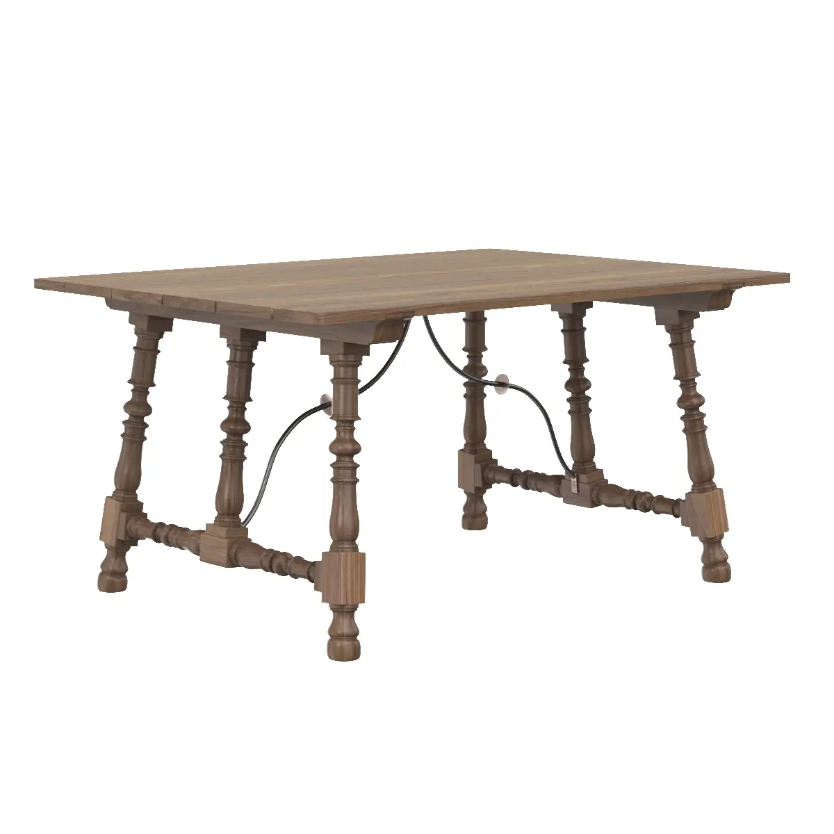 17th Or 18th Century Hardwood Trestle Tavern Table 3D Model_01