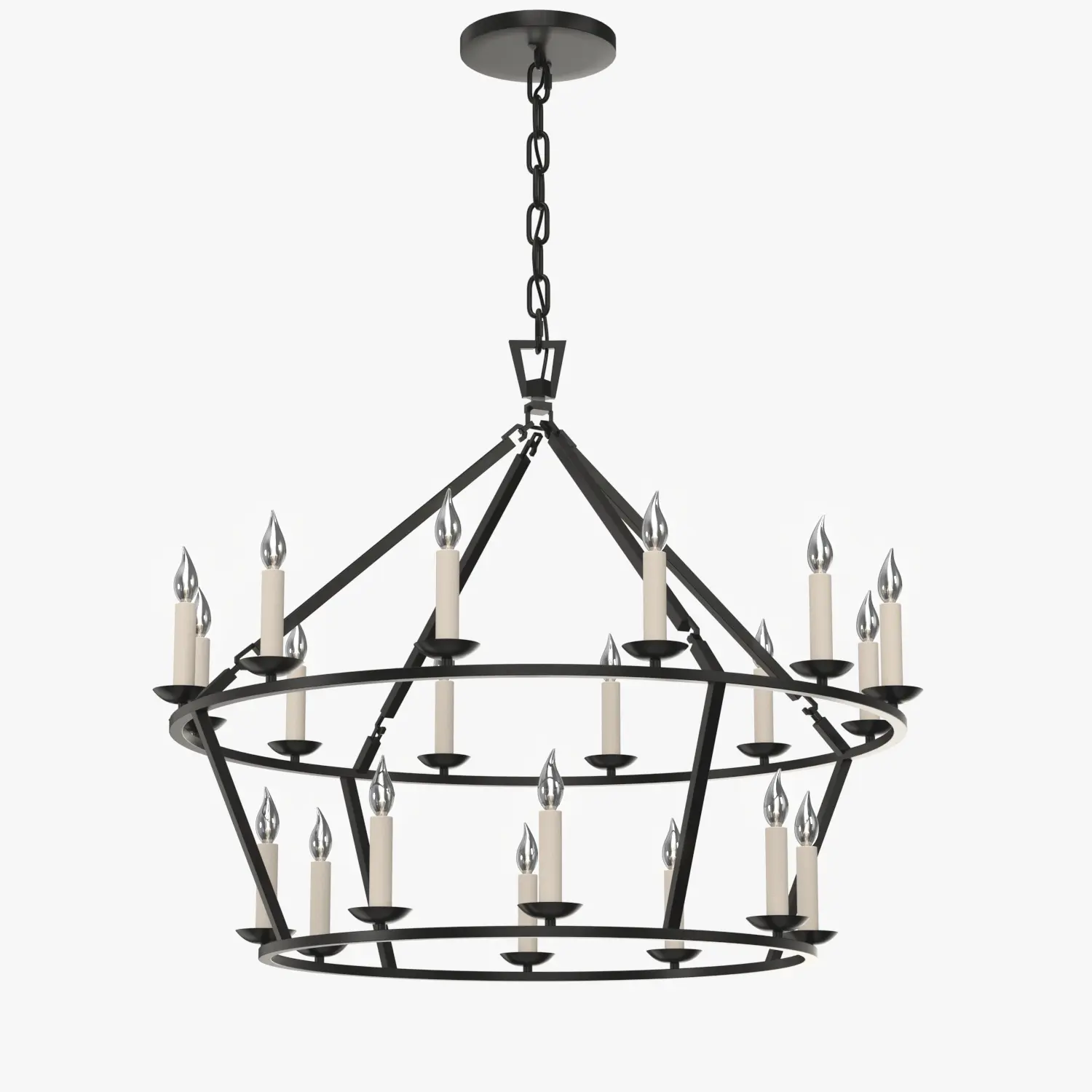 19th C English Openwork Two Tier Round Chandelier 40in 3D Model_01