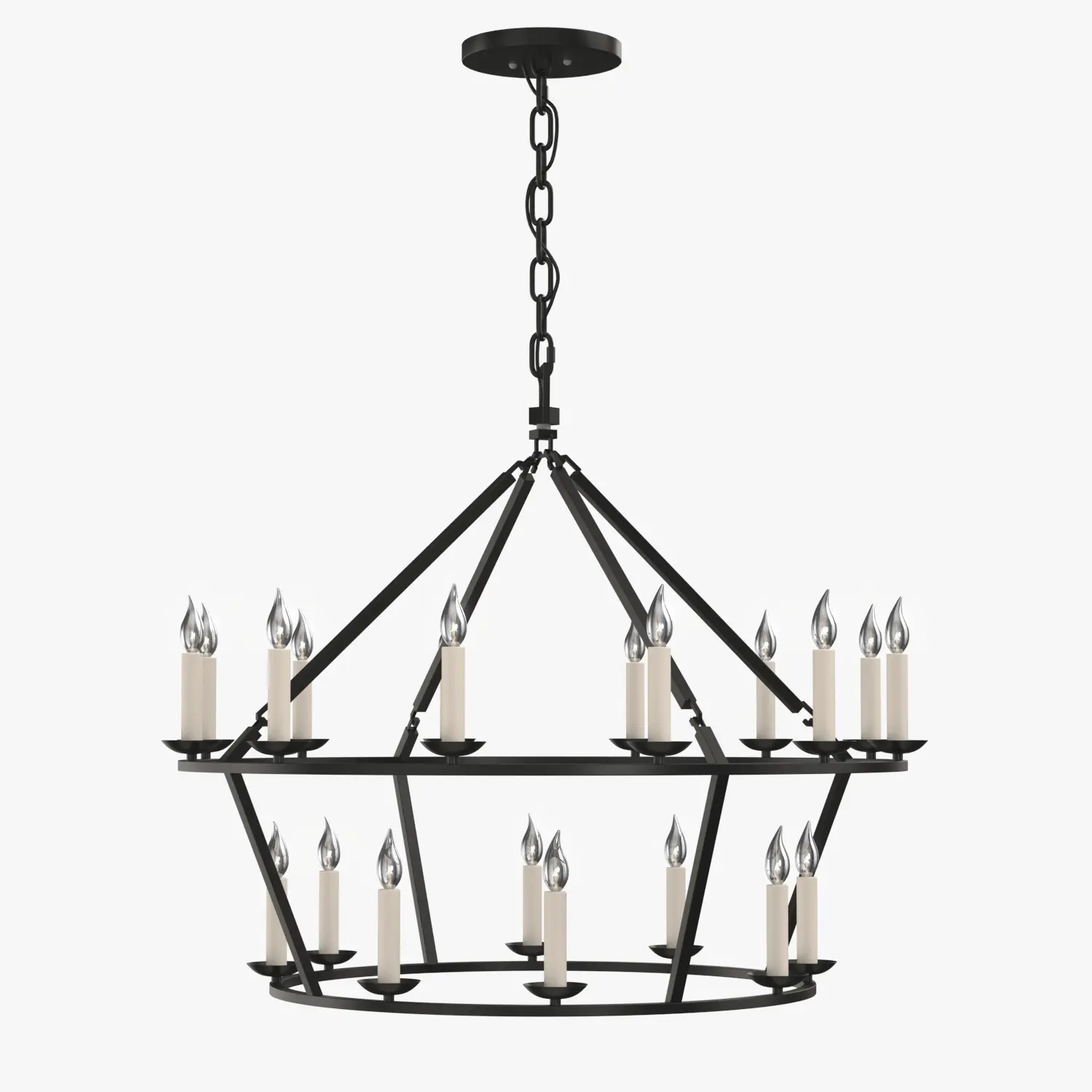 19th C English Openwork Two Tier Round Chandelier 40in 3D Model_03