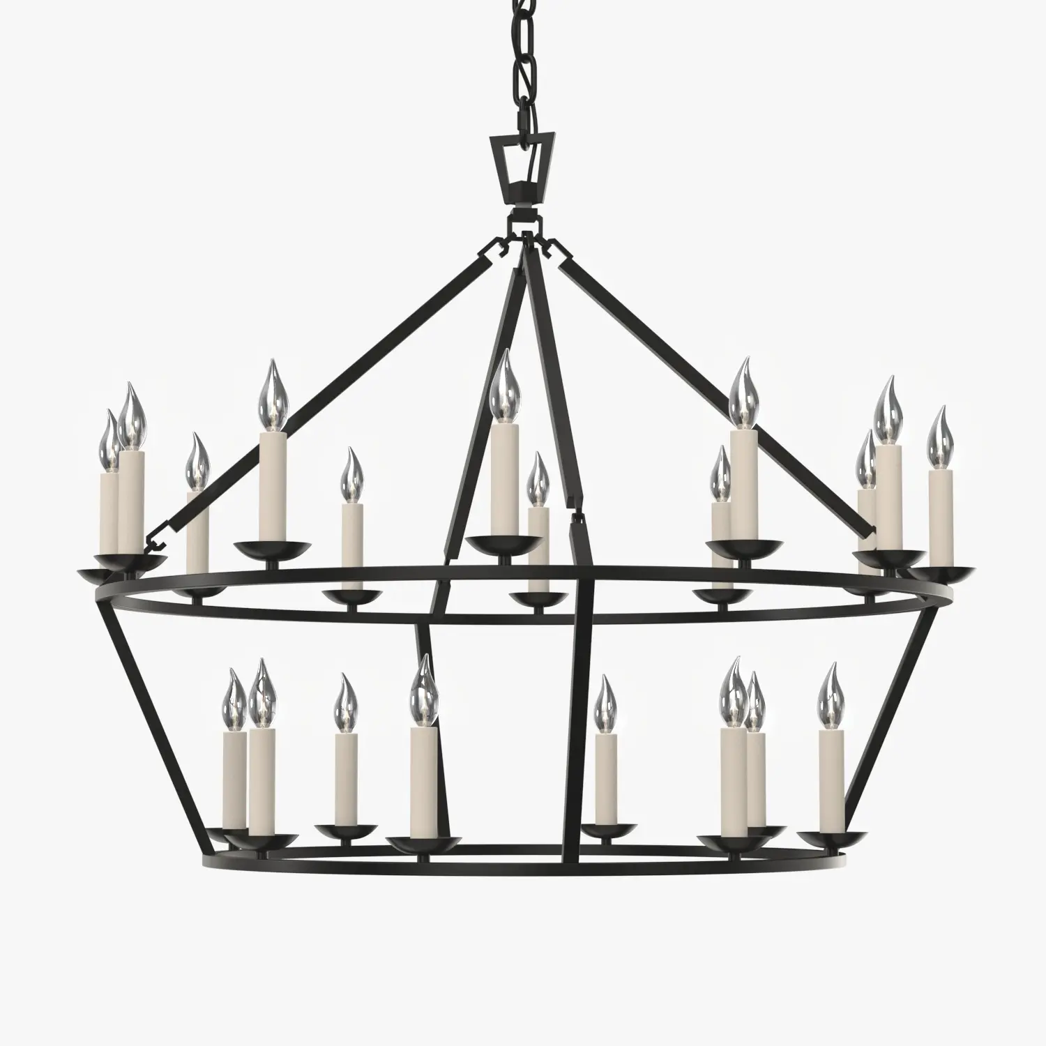 19th C English Openwork Two Tier Round Chandelier 40in 3D Model_04