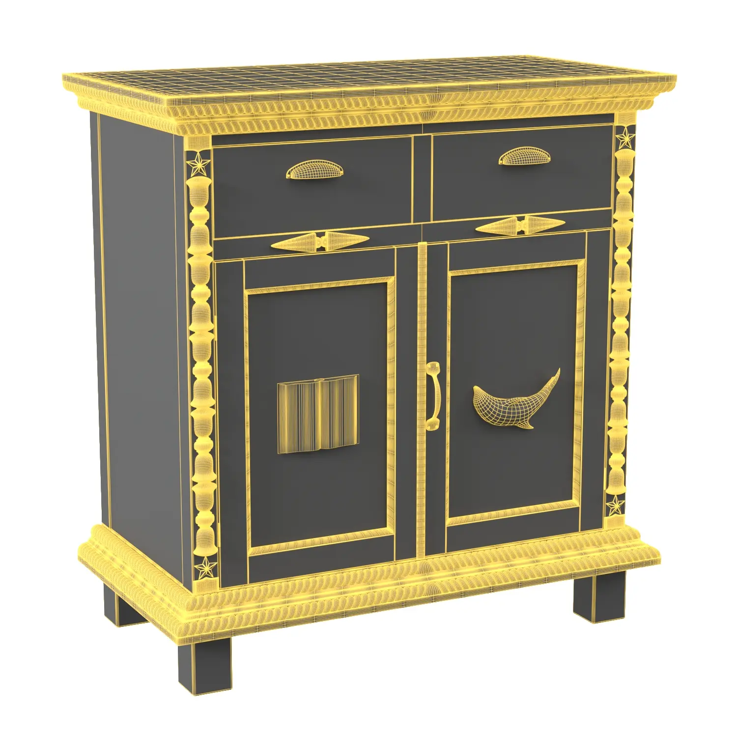 Antique Two Door Buffet Cabinet 3D Model_07