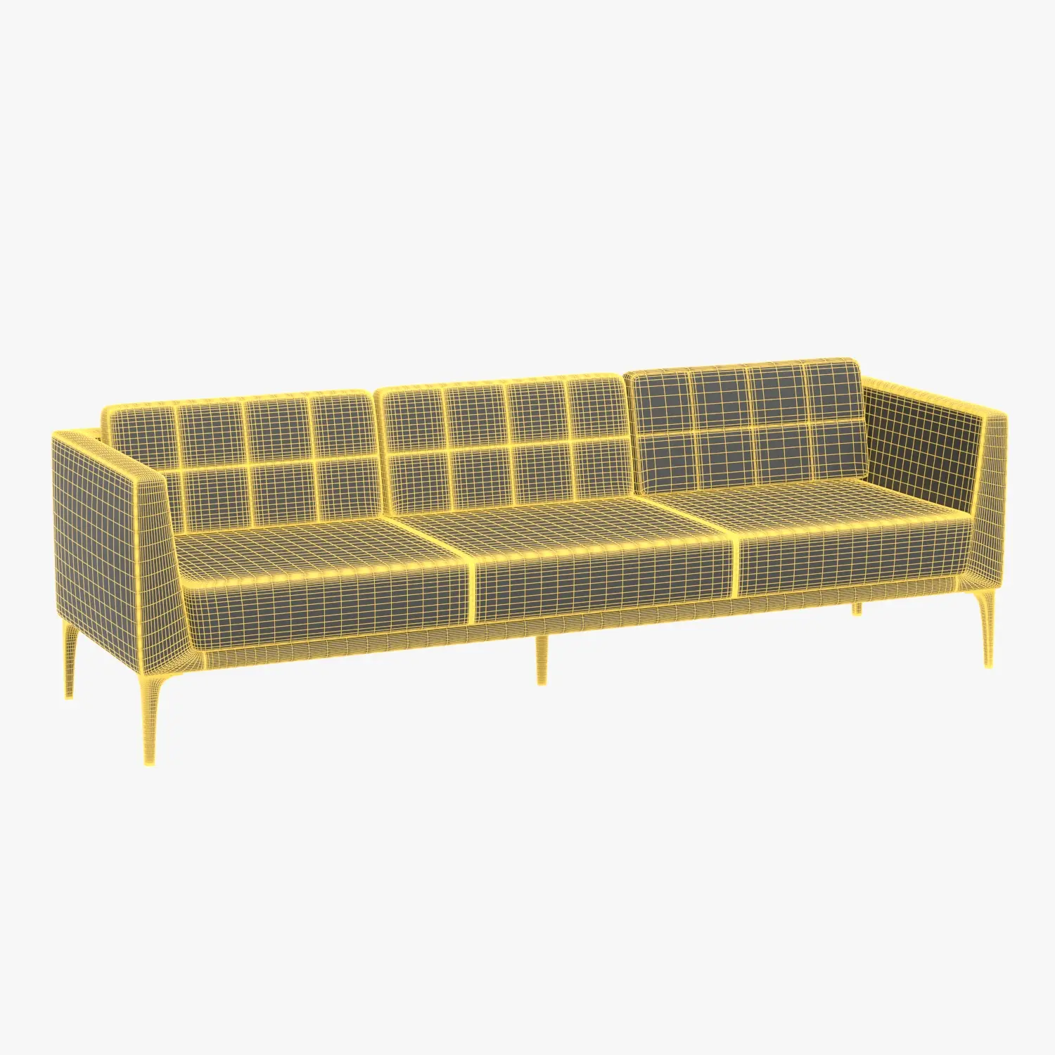 Arwyn Quilted Cushion Back Three Seater Sofa 3D Model_07