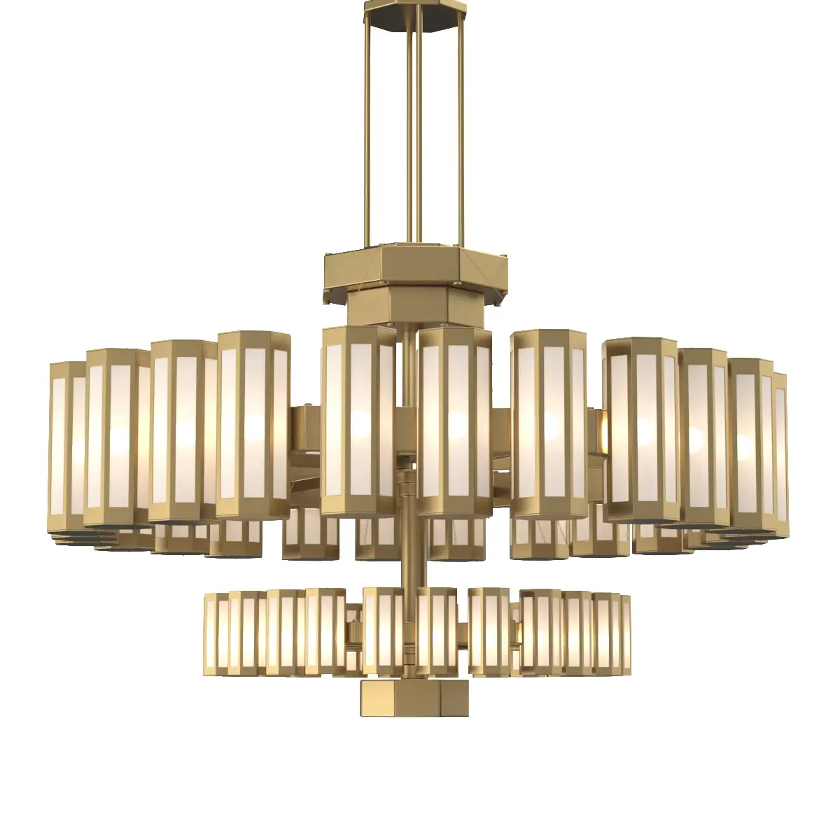 Bronze and Glass Modern Chandelier 3D Model_01