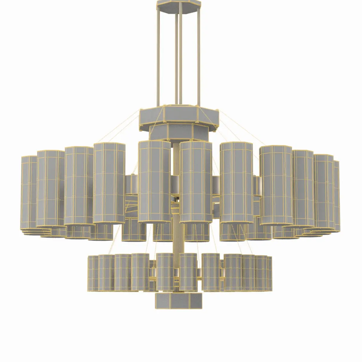 Bronze and Glass Modern Chandelier 3D Model_07