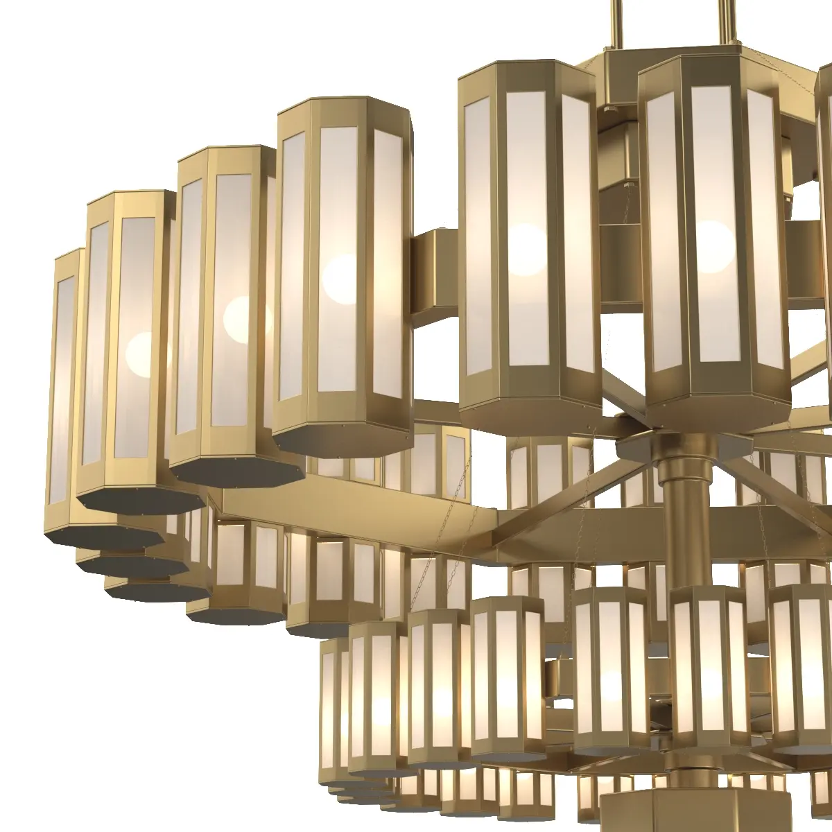 Bronze and Glass Modern Chandelier 3D Model_05