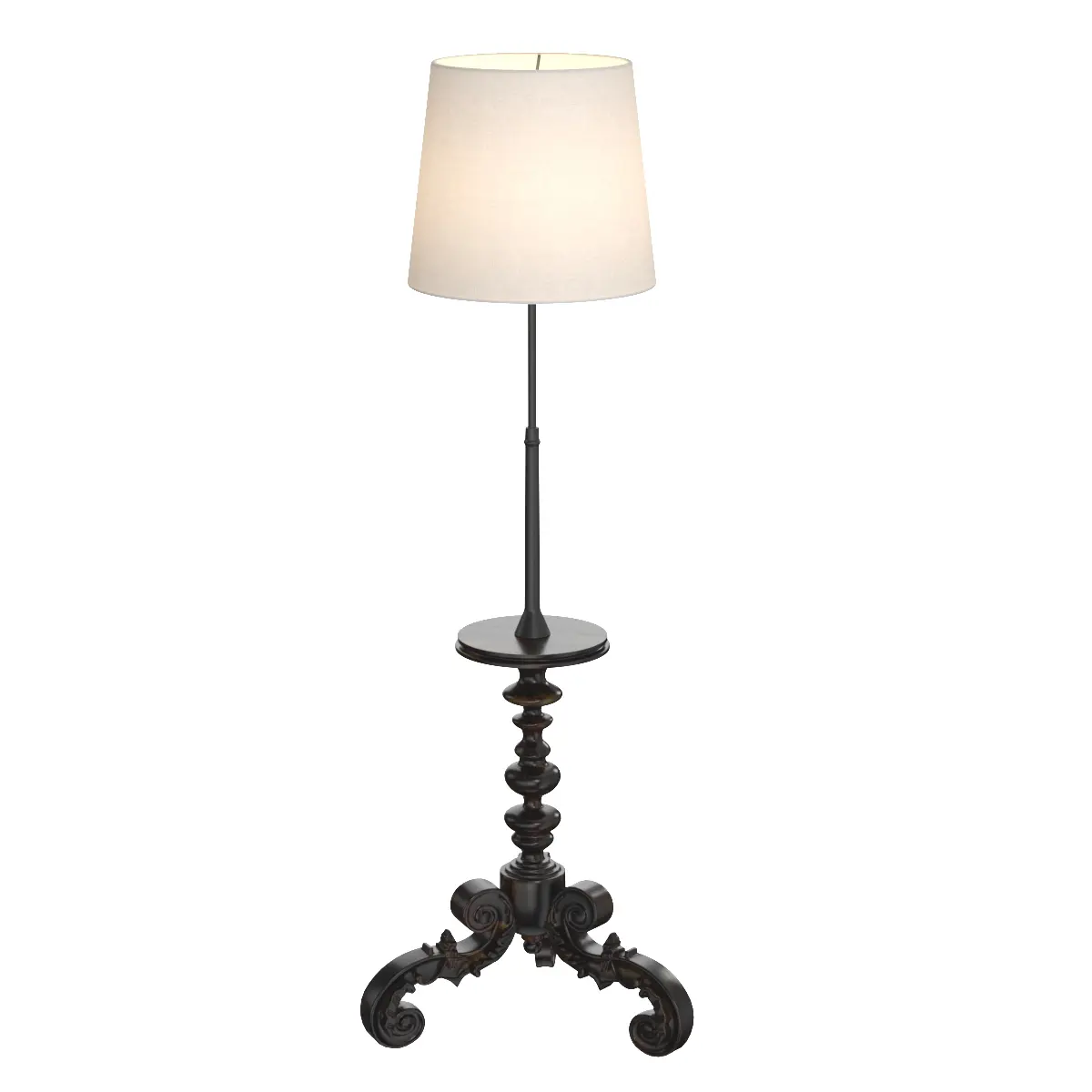 Carved Tripod Round Marble-Top Floor Lamp 3D Model_04