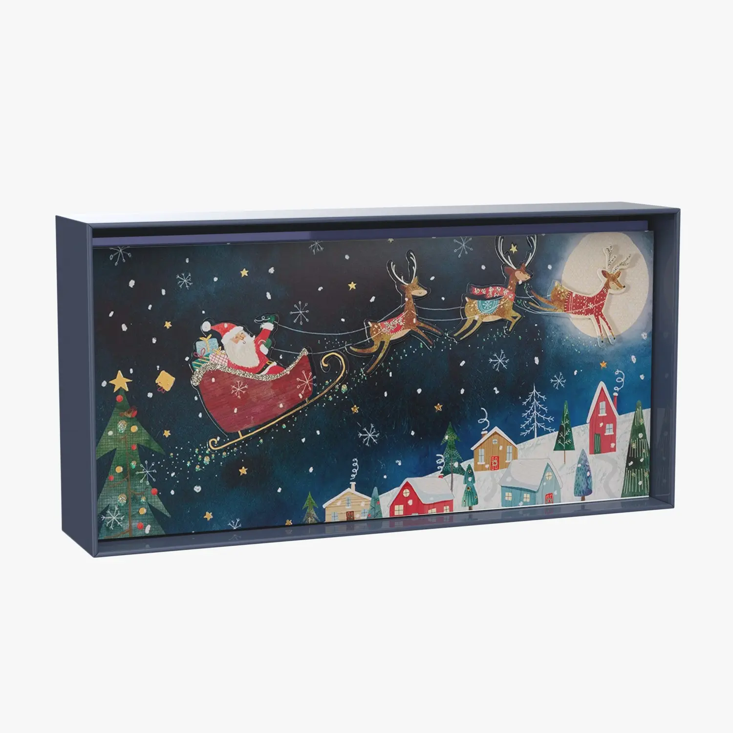 Christmas Boxed Card Set Santa Reindeer In Night Sky 3D Model_01