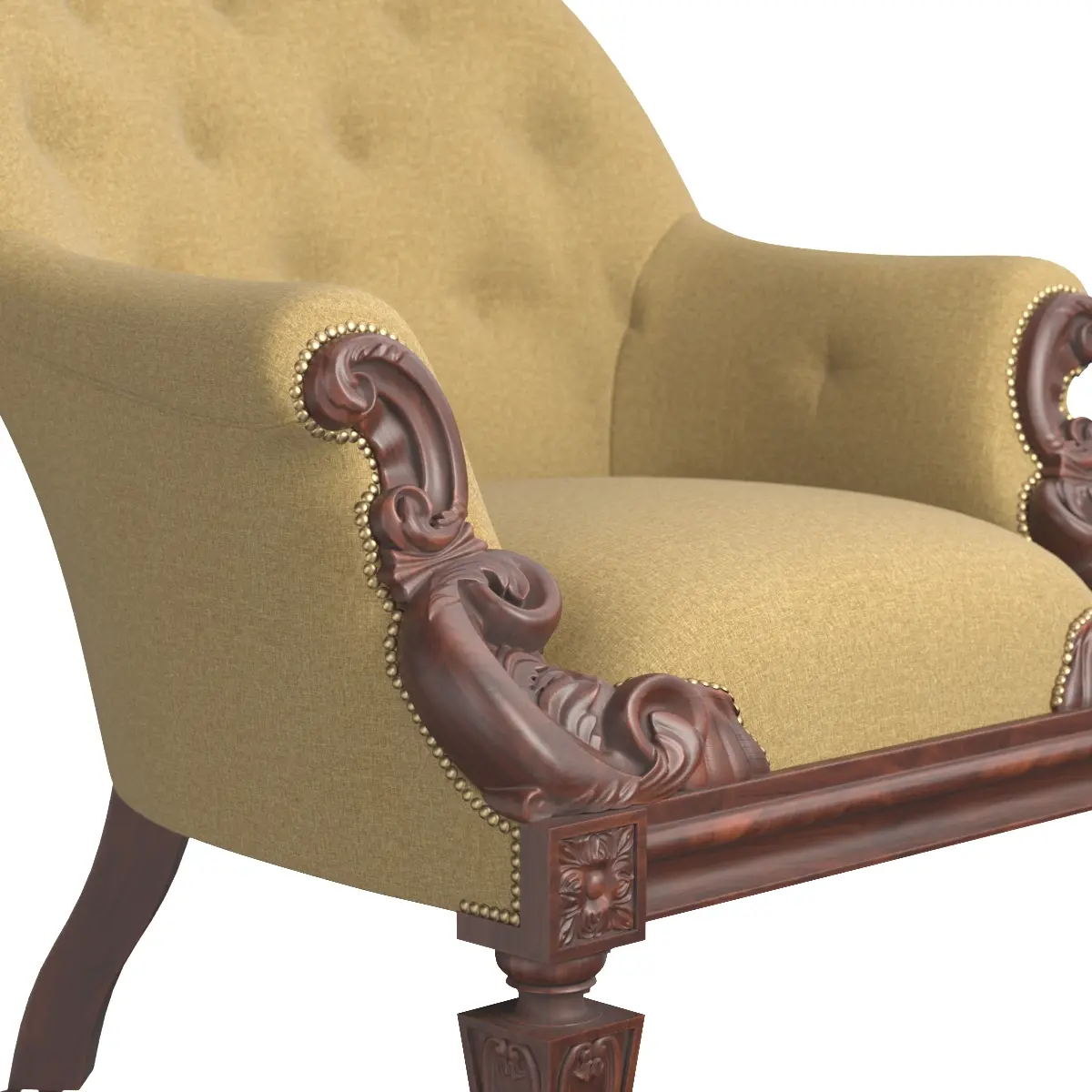 Early Victorian Rosewood Armchair 3D Model_05