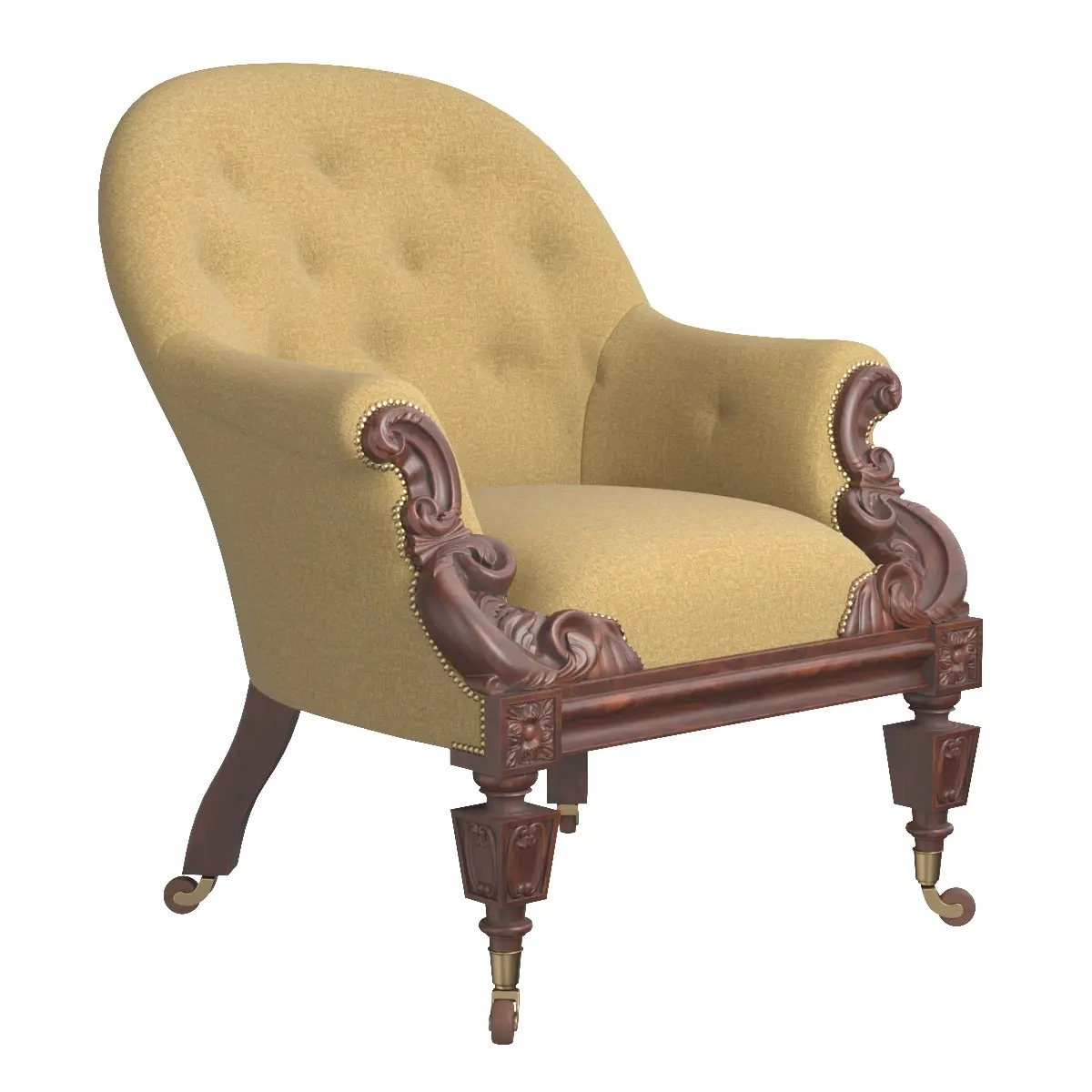 Early Victorian Rosewood Armchair 3D Model_01