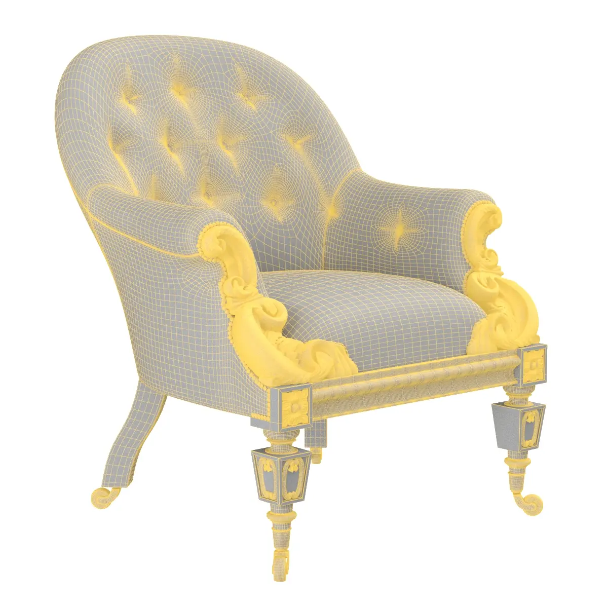 Early Victorian Rosewood Armchair 3D Model_07