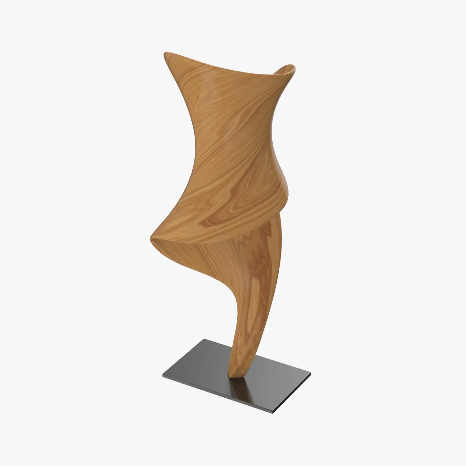 Hissa Sculpture Natural Teak Wood Black Iron 8inW 3D Model_06