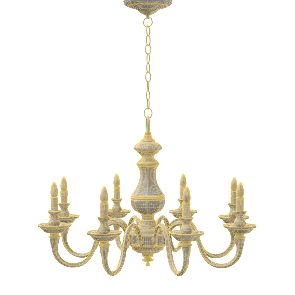 Late 20th Century Verdigris Finish Eight Arm Chandelier 3D Model_07