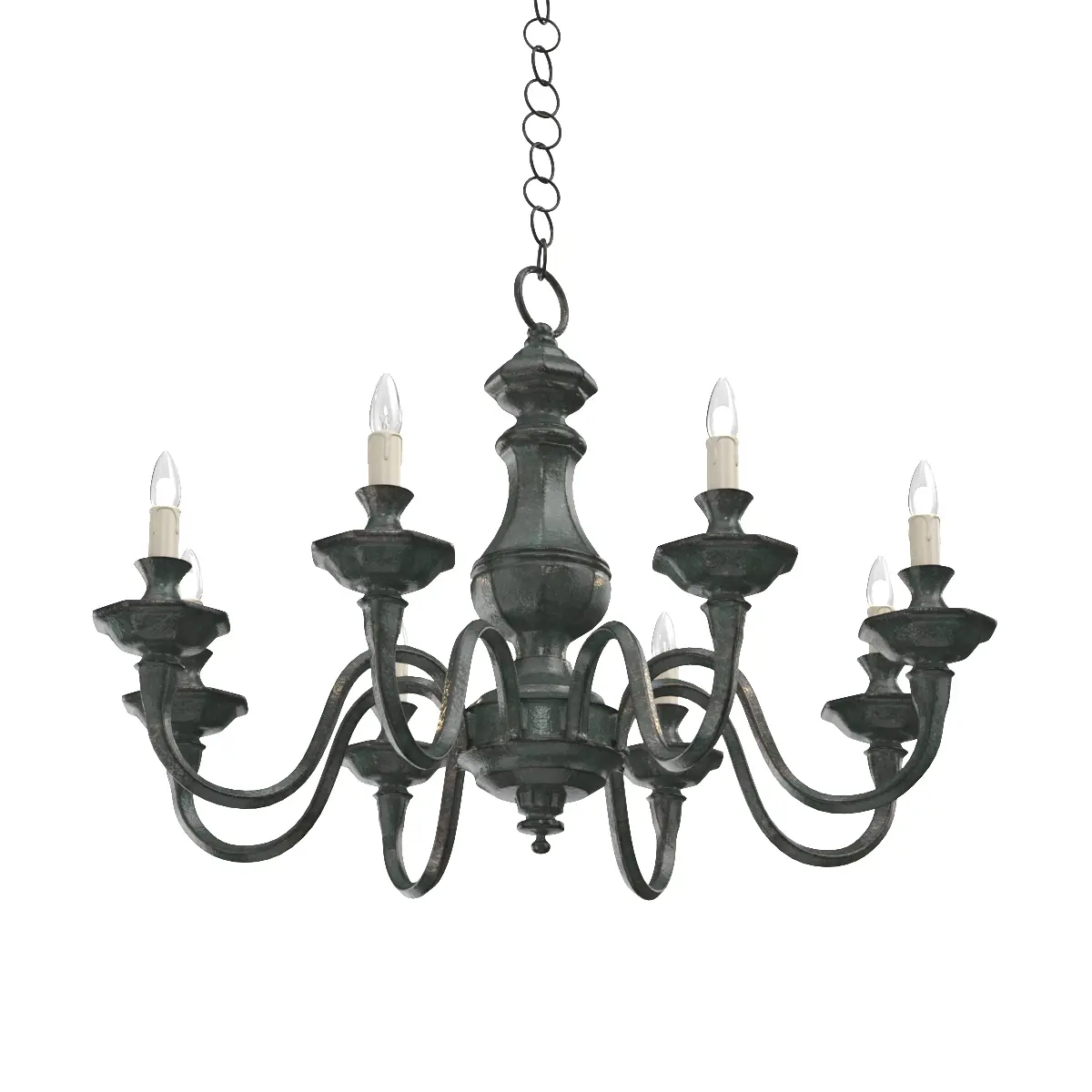 Late 20th Century Verdigris Finish Eight Arm Chandelier 3D Model_03