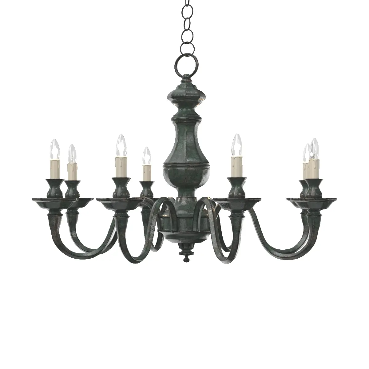 Late 20th Century Verdigris Finish Eight Arm Chandelier 3D Model_06