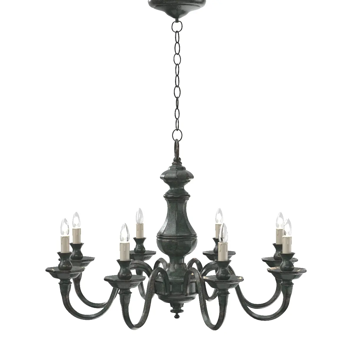 Late 20th Century Verdigris Finish Eight Arm Chandelier 3D Model_01