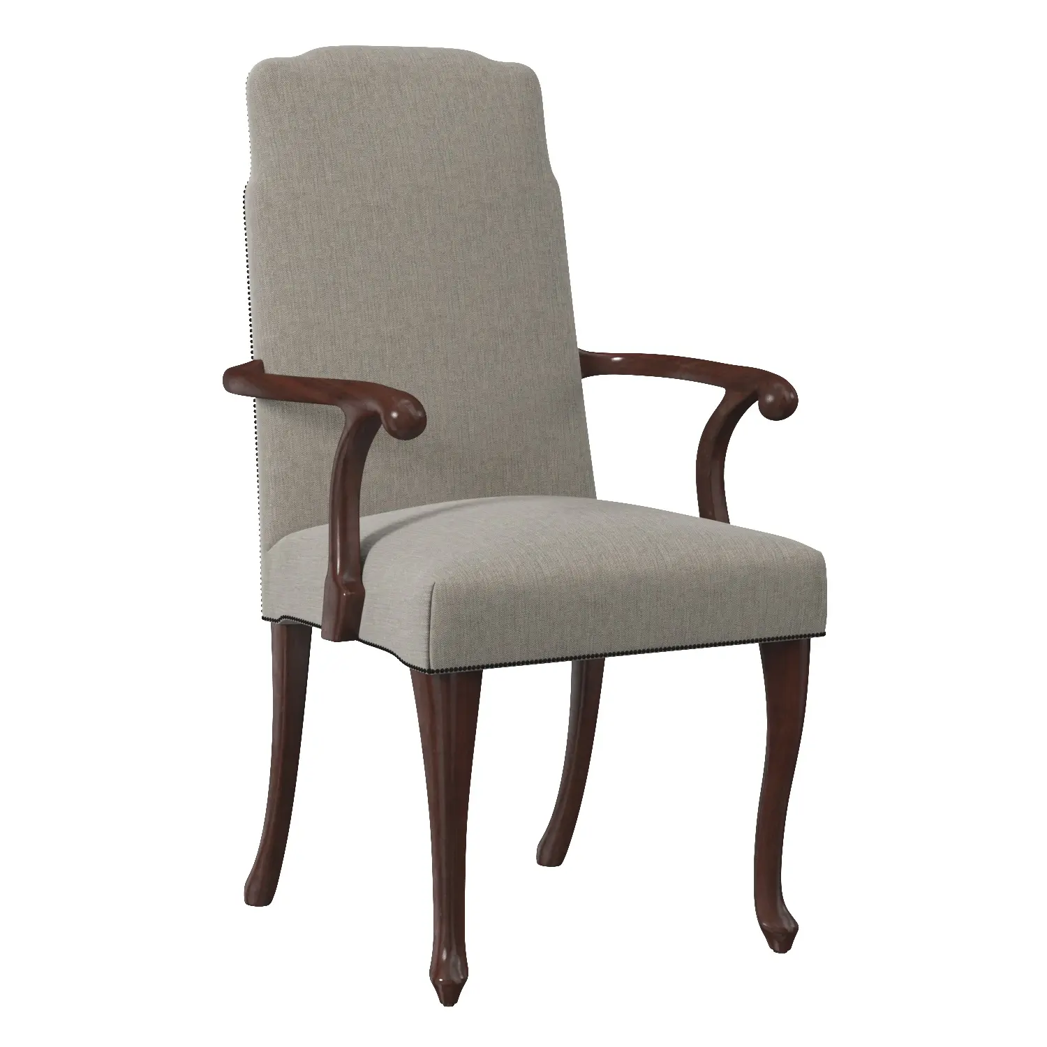 Queen Anne Camelback Elbow Highback Chair 3D Model_01