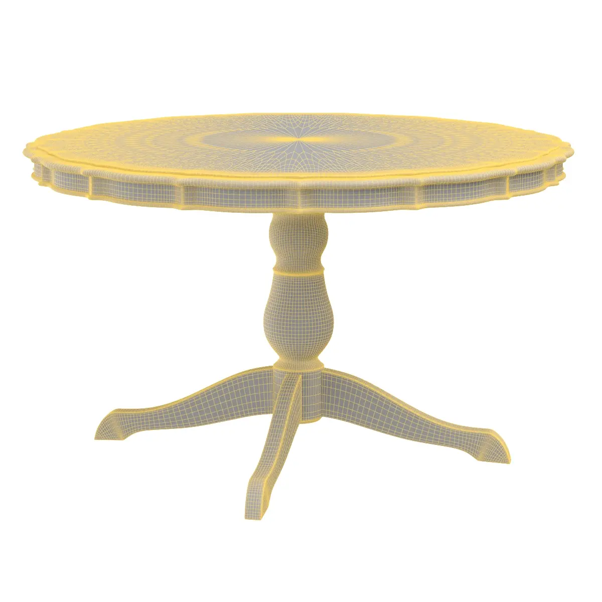 Round Carved Dining Table 3D Model_07