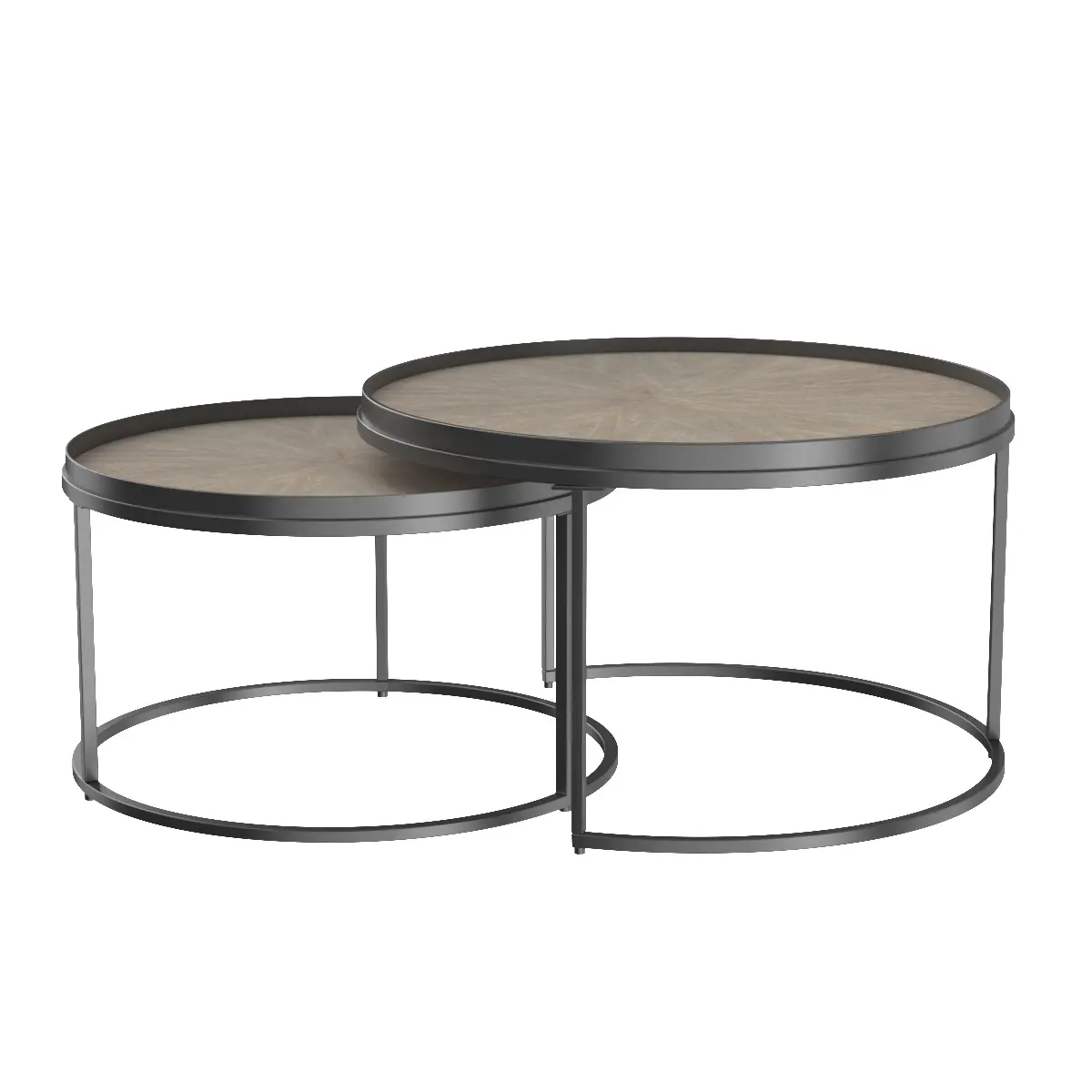 Round Nesting Tables Weathered Elm 3D Model_04