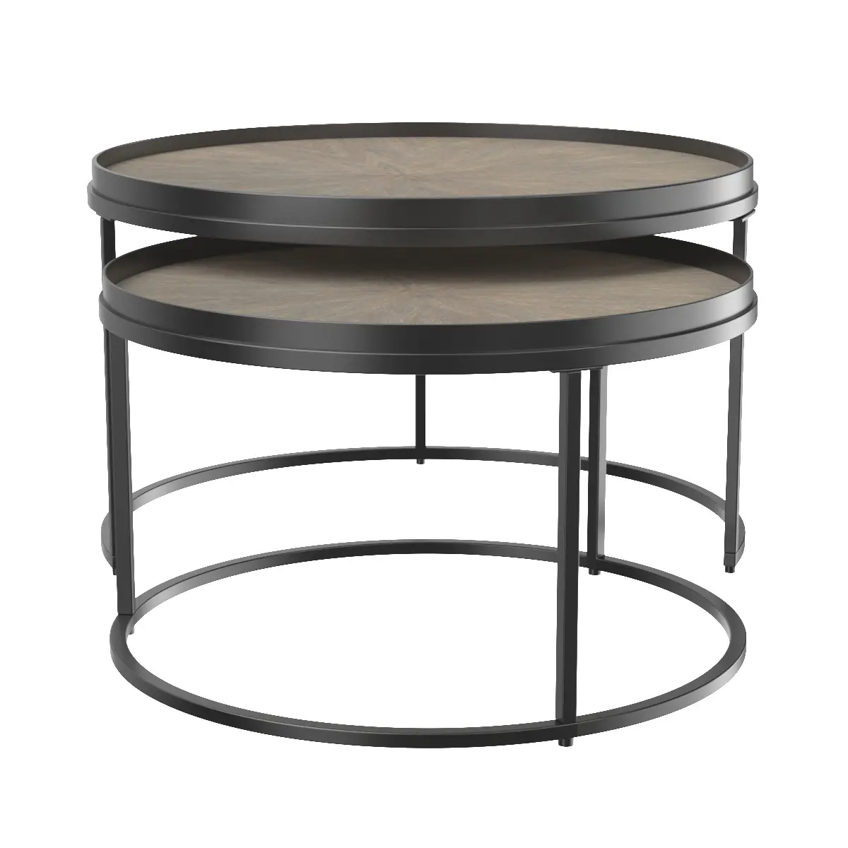 Round Nesting Tables Weathered Elm 3D Model_06