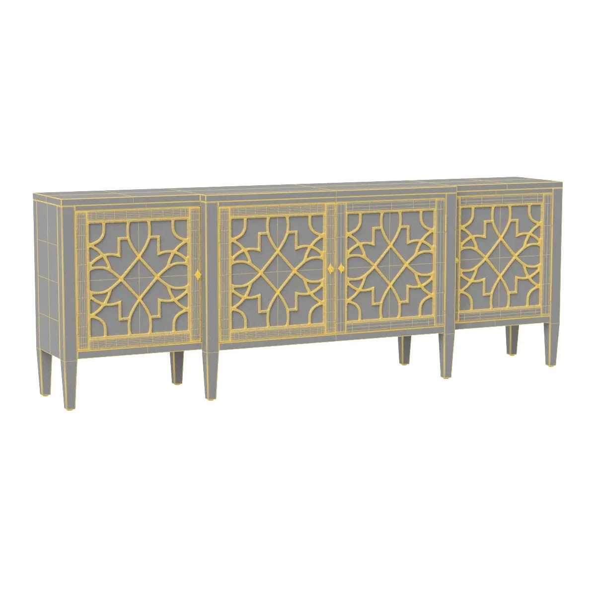 Sanctuary 4-Door Mirrored Console Ebony 3D Model_07